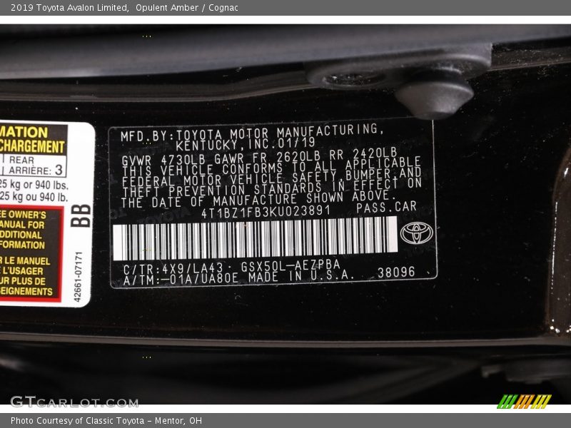 Opulent Amber / Cognac 2019 Toyota Avalon Limited