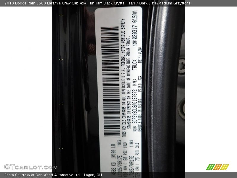 Brilliant Black Crystal Pearl / Dark Slate/Medium Graystone 2010 Dodge Ram 3500 Laramie Crew Cab 4x4
