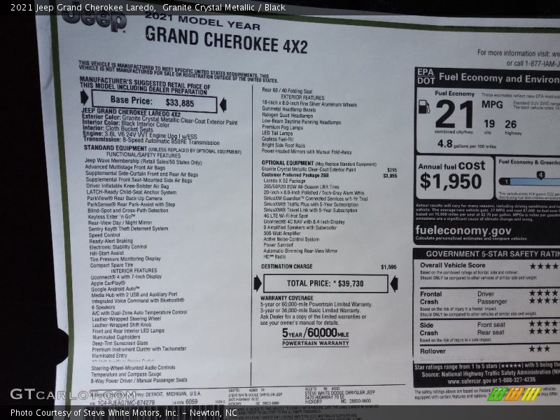Granite Crystal Metallic / Black 2021 Jeep Grand Cherokee Laredo