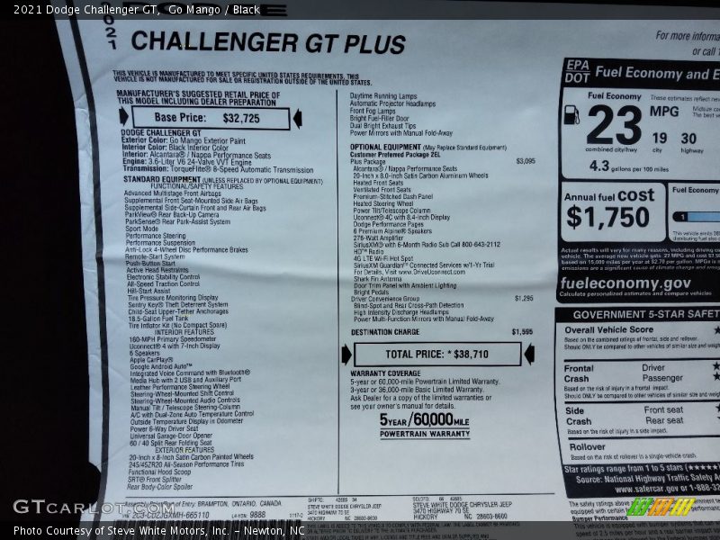 Go Mango / Black 2021 Dodge Challenger GT