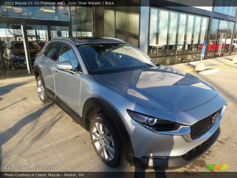Sonic Silver Metallic / Black 2021 Mazda CX-30 Premium AWD