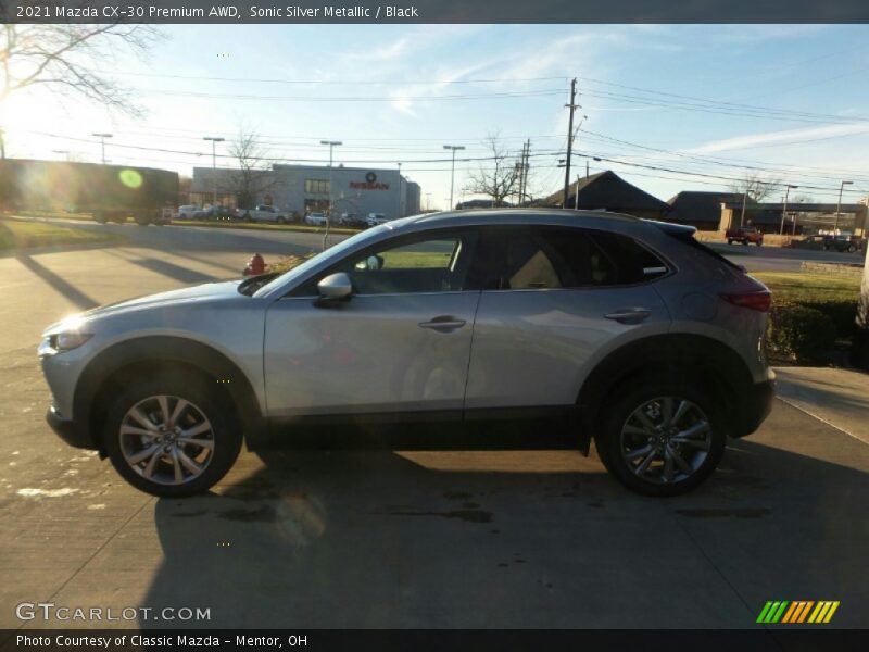 Sonic Silver Metallic / Black 2021 Mazda CX-30 Premium AWD