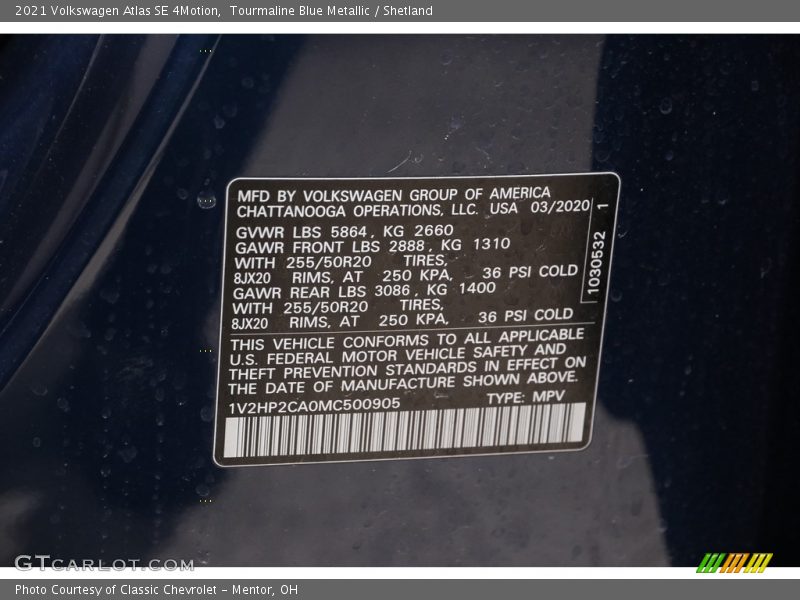 Tourmaline Blue Metallic / Shetland 2021 Volkswagen Atlas SE 4Motion