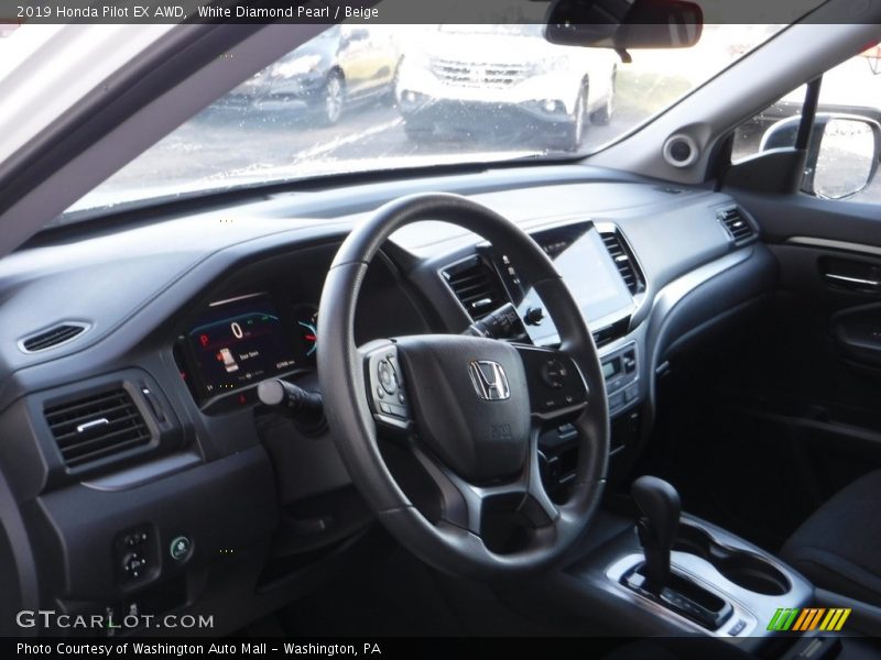 White Diamond Pearl / Beige 2019 Honda Pilot EX AWD