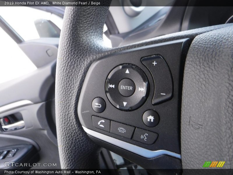 White Diamond Pearl / Beige 2019 Honda Pilot EX AWD
