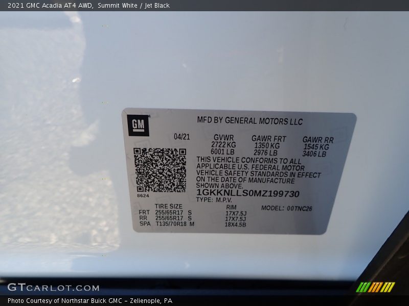 Summit White / Jet Black 2021 GMC Acadia AT4 AWD