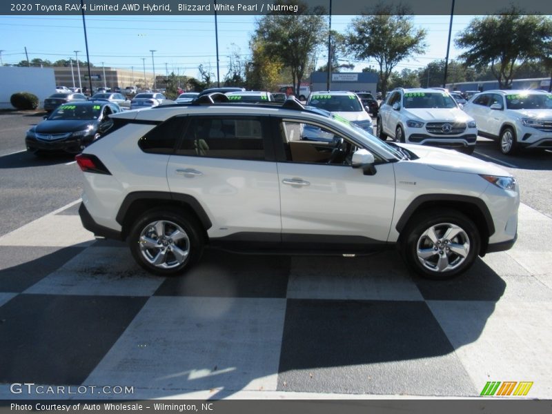 Blizzard White Pearl / Nutmeg 2020 Toyota RAV4 Limited AWD Hybrid