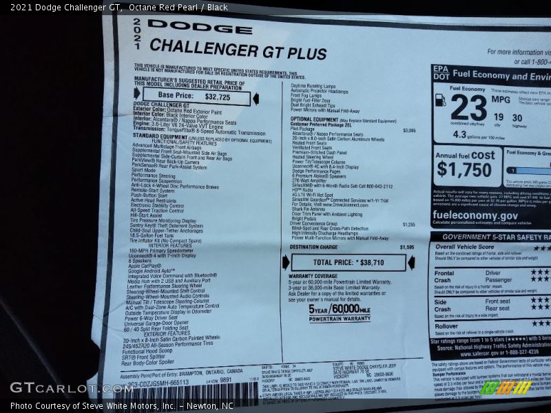 Octane Red Pearl / Black 2021 Dodge Challenger GT