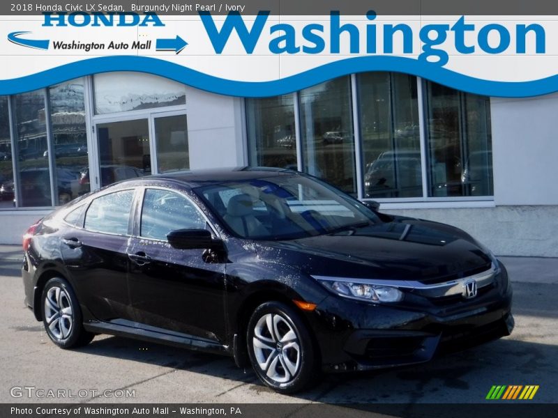 Burgundy Night Pearl / Ivory 2018 Honda Civic LX Sedan