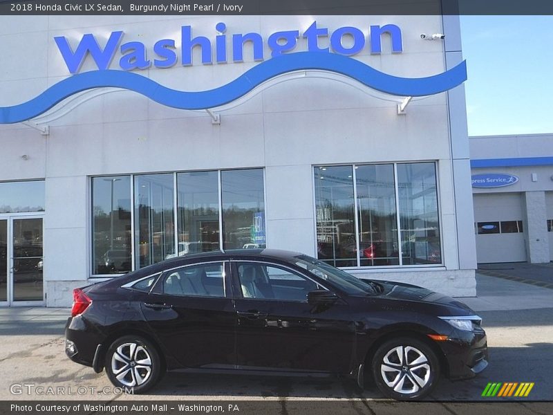 Burgundy Night Pearl / Ivory 2018 Honda Civic LX Sedan