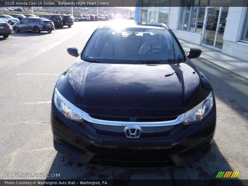 Burgundy Night Pearl / Ivory 2018 Honda Civic LX Sedan