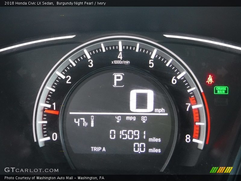 Burgundy Night Pearl / Ivory 2018 Honda Civic LX Sedan