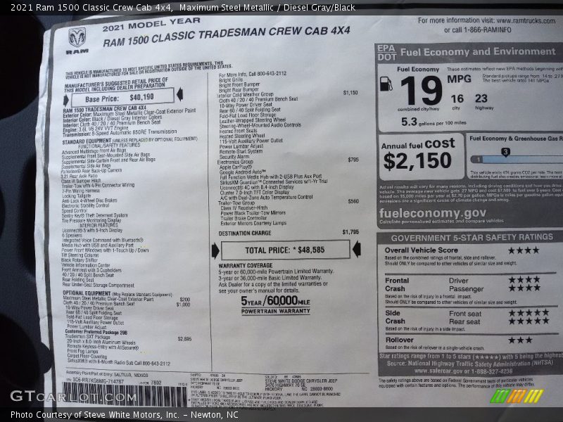 Maximum Steel Metallic / Diesel Gray/Black 2021 Ram 1500 Classic Crew Cab 4x4