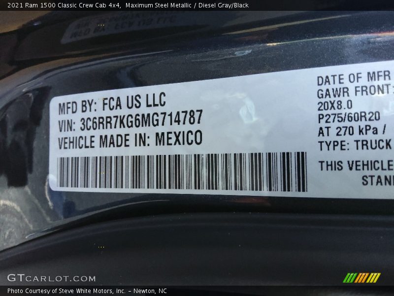 Maximum Steel Metallic / Diesel Gray/Black 2021 Ram 1500 Classic Crew Cab 4x4