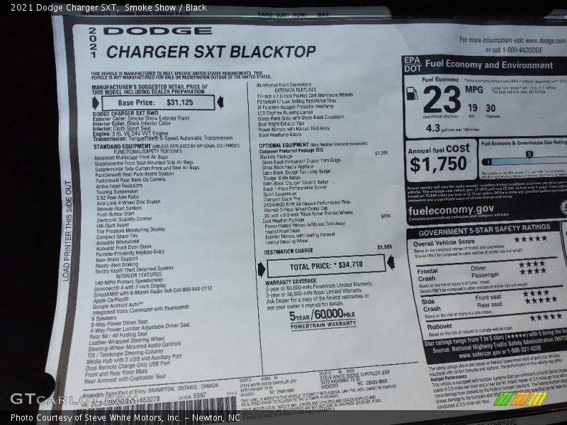 Smoke Show / Black 2021 Dodge Charger SXT