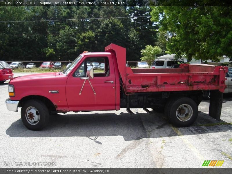 Ultra Red / Red 1995 Ford F350 XL Regular Cab Chassis Dump Truck