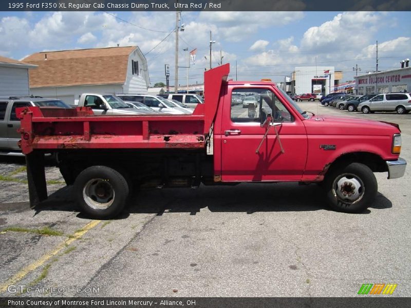 Ultra Red / Red 1995 Ford F350 XL Regular Cab Chassis Dump Truck