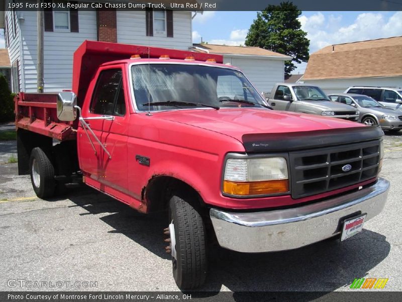 Ultra Red / Red 1995 Ford F350 XL Regular Cab Chassis Dump Truck