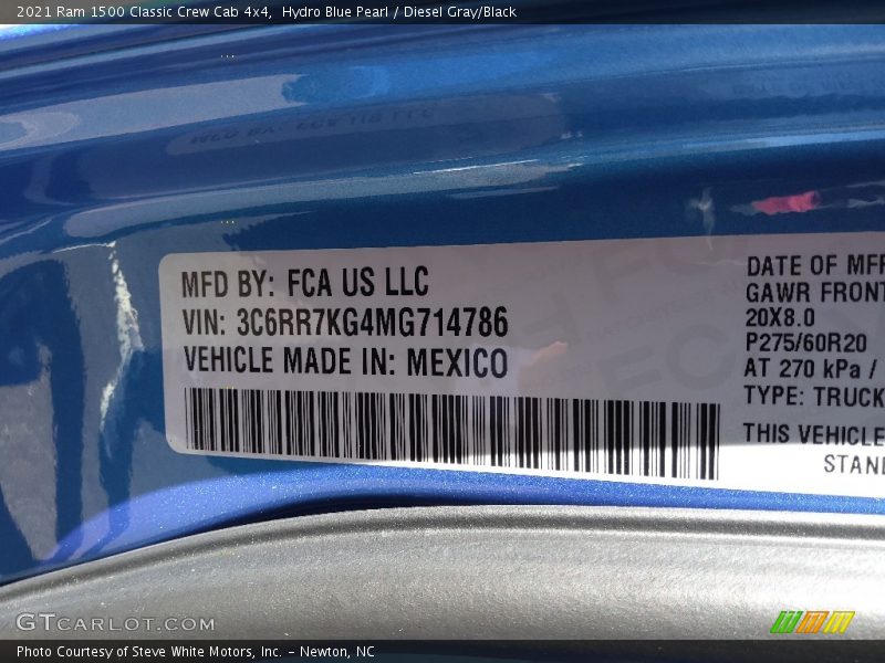 Hydro Blue Pearl / Diesel Gray/Black 2021 Ram 1500 Classic Crew Cab 4x4