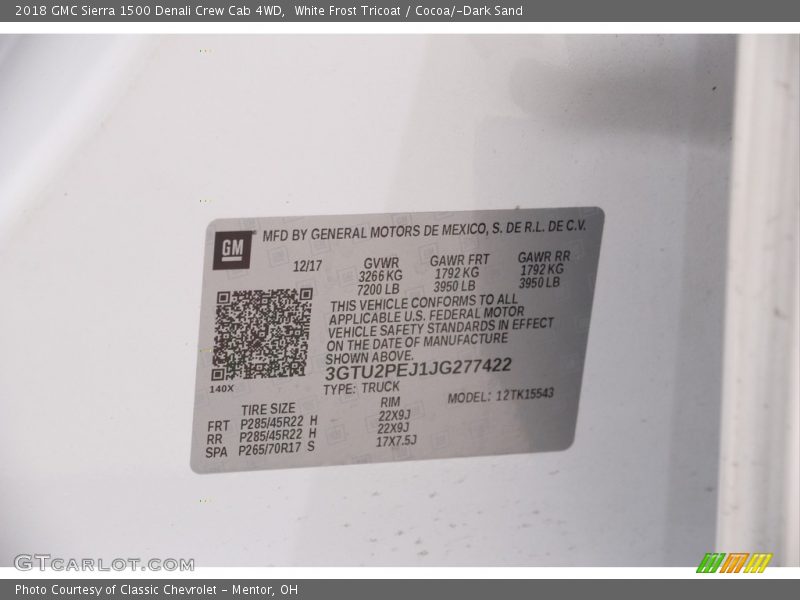 White Frost Tricoat / Cocoa/­Dark Sand 2018 GMC Sierra 1500 Denali Crew Cab 4WD