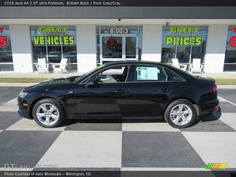 Brilliant Black / Rock Gray/Gray 2018 Audi A4 2.0T ultra Premium