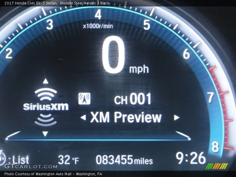 Modern Steel Metallic / Black 2017 Honda Civic EX-T Sedan