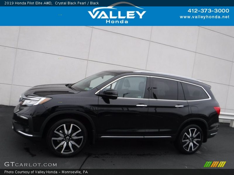 Crystal Black Pearl / Black 2019 Honda Pilot Elite AWD