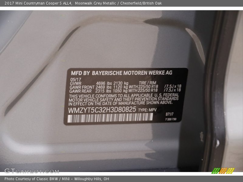 Moonwalk Grey Metallic / Chesterfield/British Oak 2017 Mini Countryman Cooper S ALL4