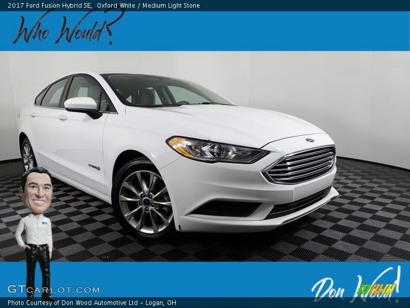 Oxford White / Medium Light Stone 2017 Ford Fusion Hybrid SE