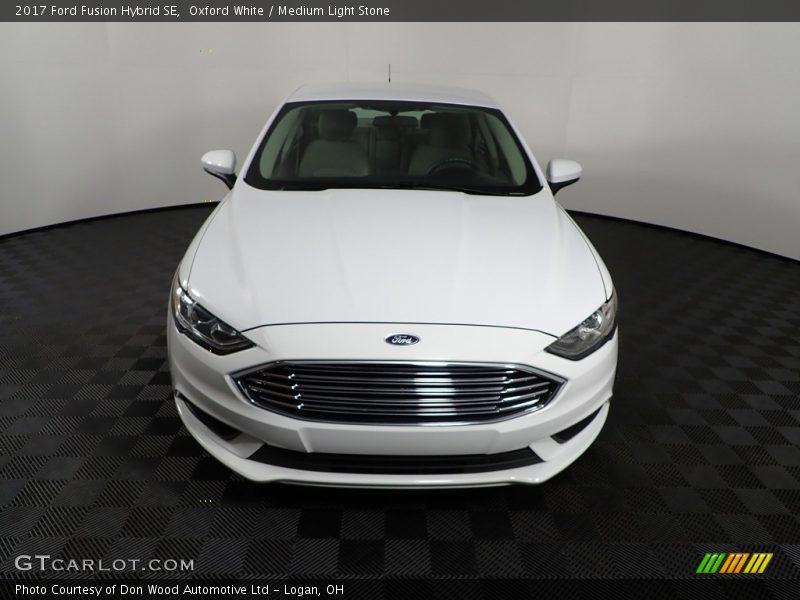Oxford White / Medium Light Stone 2017 Ford Fusion Hybrid SE