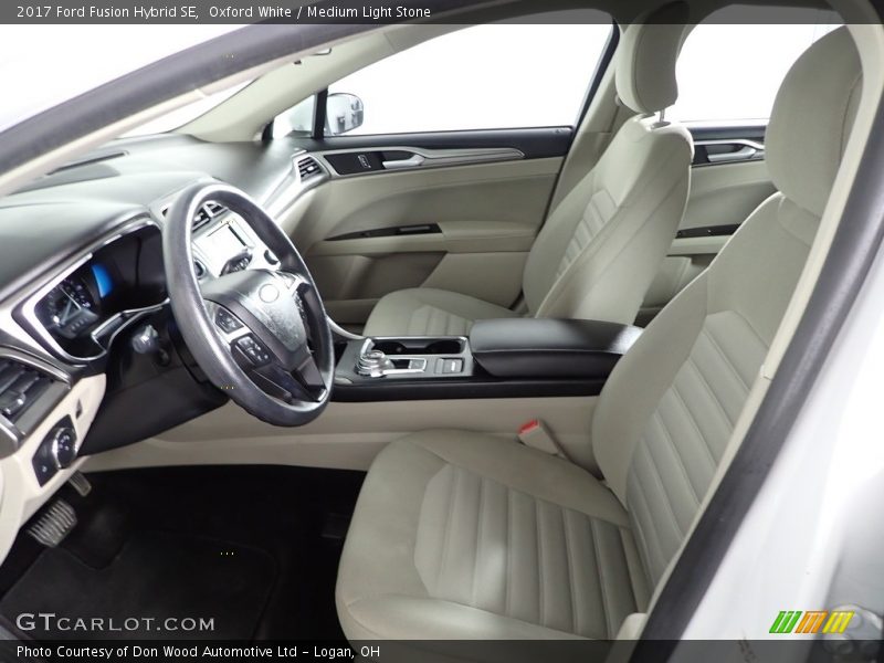 Oxford White / Medium Light Stone 2017 Ford Fusion Hybrid SE