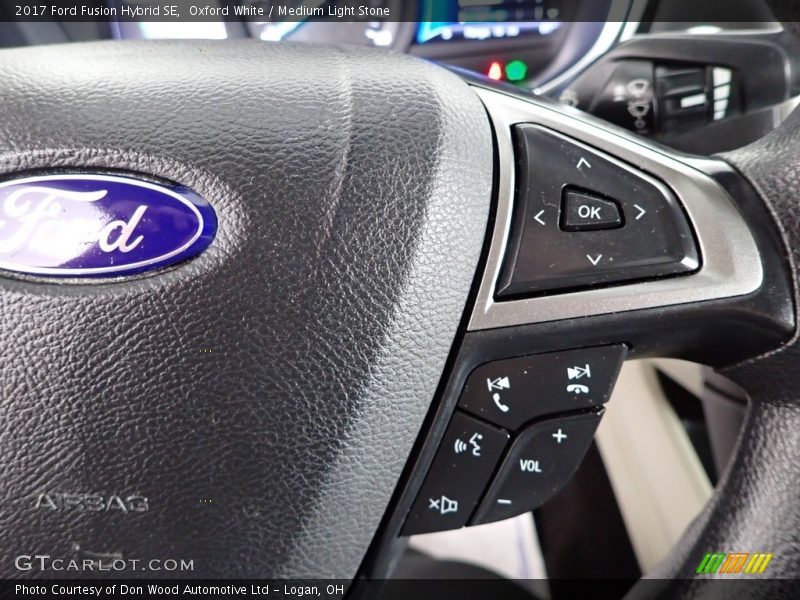 Oxford White / Medium Light Stone 2017 Ford Fusion Hybrid SE