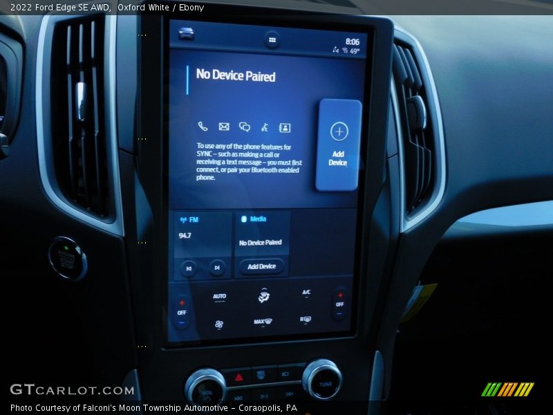 Oxford White / Ebony 2022 Ford Edge SE AWD