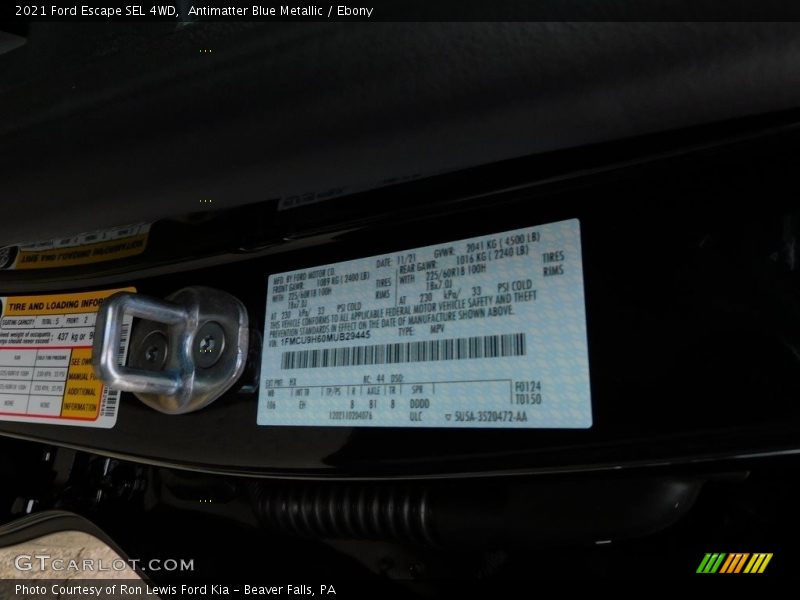 Antimatter Blue Metallic / Ebony 2021 Ford Escape SEL 4WD