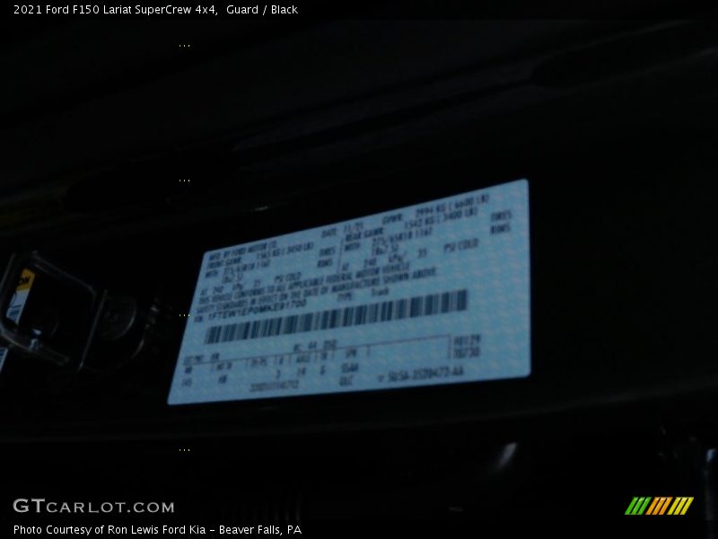 Guard / Black 2021 Ford F150 Lariat SuperCrew 4x4
