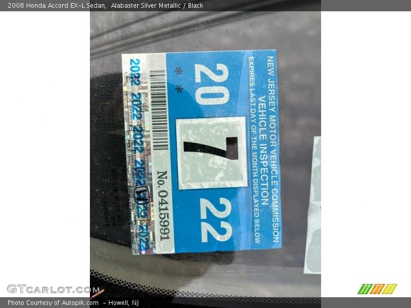 Alabaster Silver Metallic / Black 2008 Honda Accord EX-L Sedan