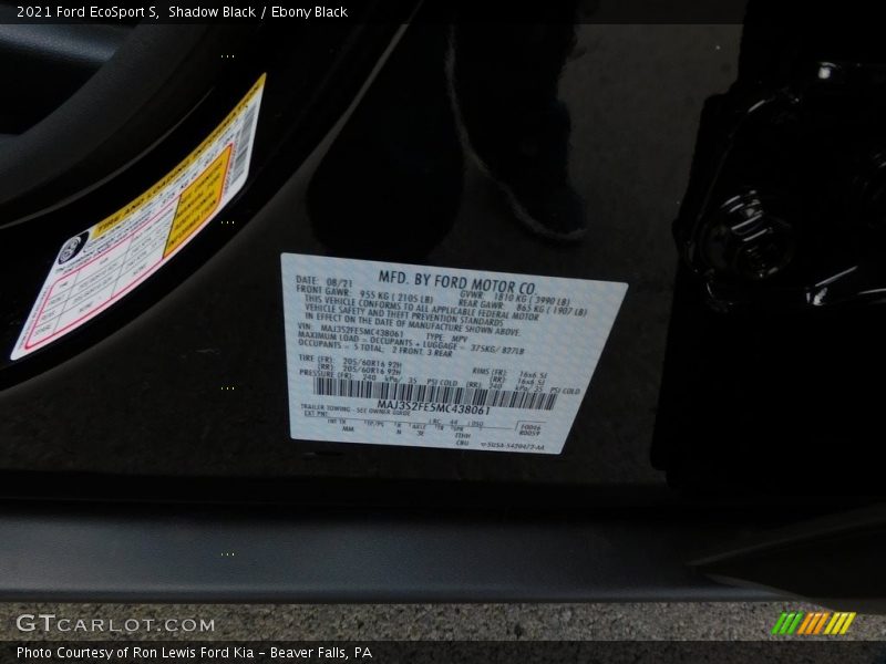 Shadow Black / Ebony Black 2021 Ford EcoSport S