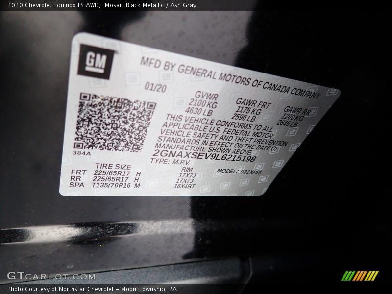Mosaic Black Metallic / Ash Gray 2020 Chevrolet Equinox LS AWD