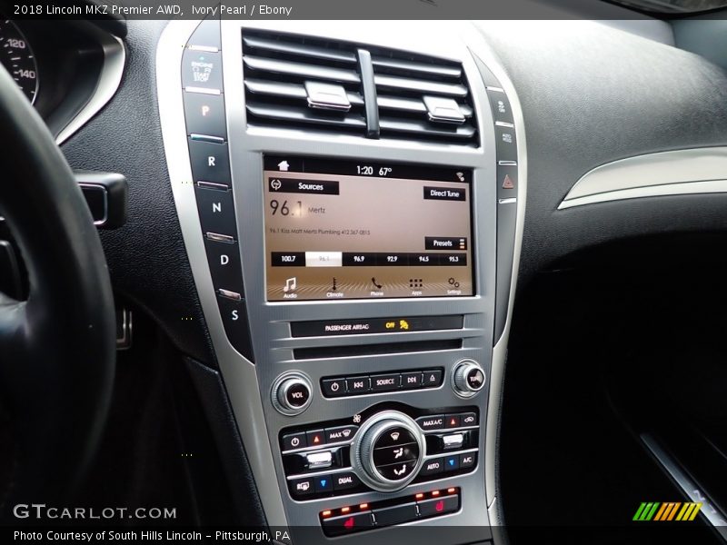 Ivory Pearl / Ebony 2018 Lincoln MKZ Premier AWD