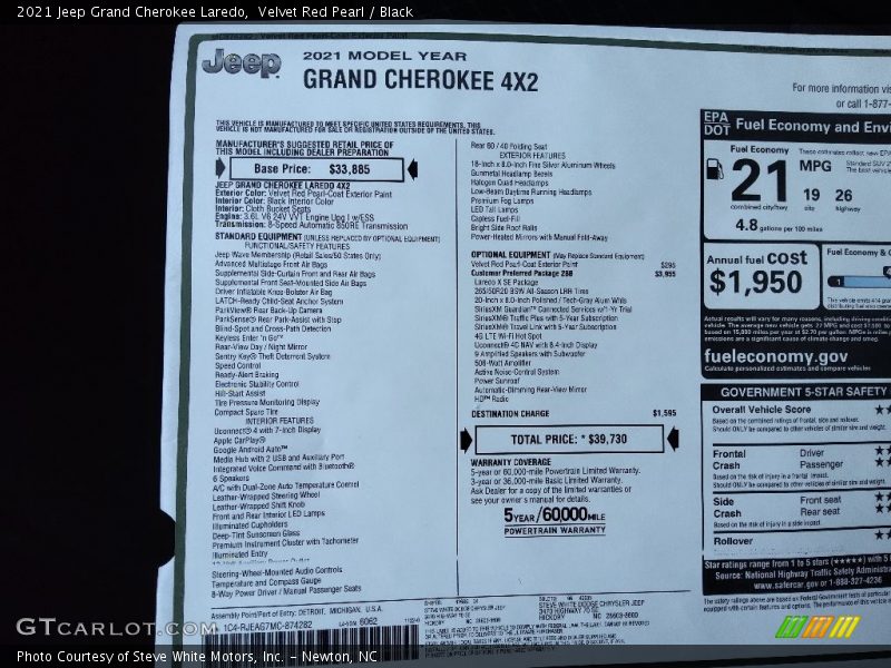 Velvet Red Pearl / Black 2021 Jeep Grand Cherokee Laredo