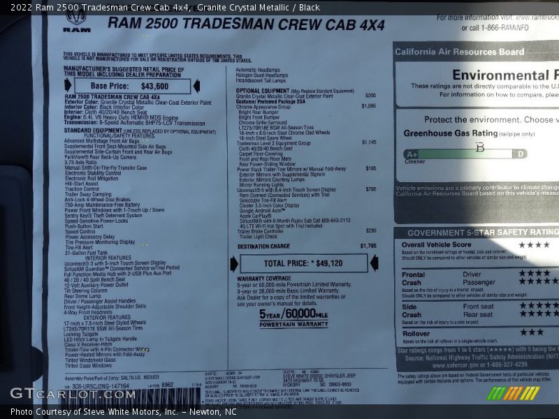 Granite Crystal Metallic / Black 2022 Ram 2500 Tradesman Crew Cab 4x4