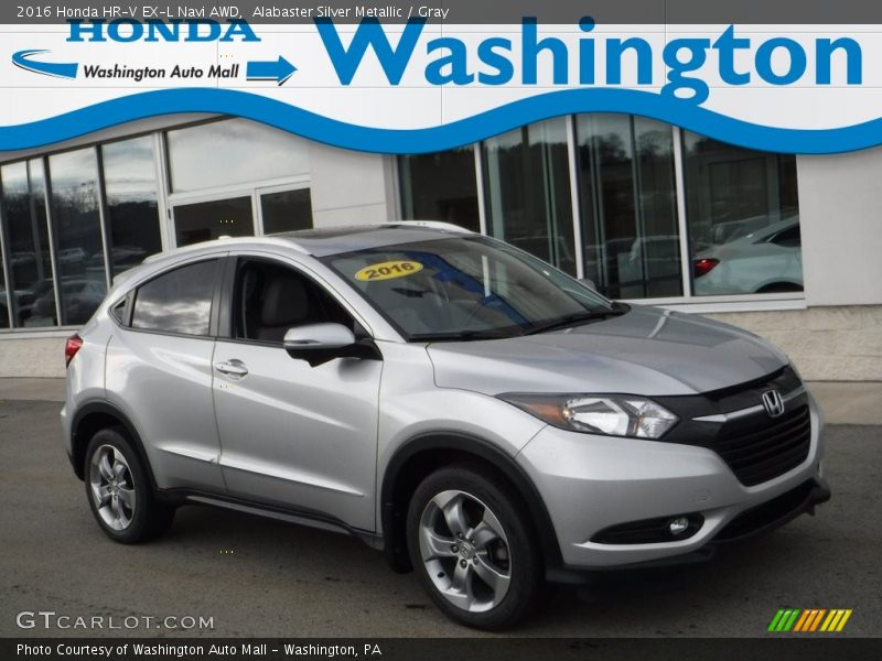 Alabaster Silver Metallic / Gray 2016 Honda HR-V EX-L Navi AWD