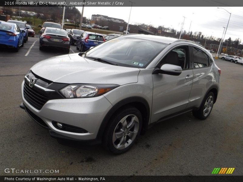 Alabaster Silver Metallic / Gray 2016 Honda HR-V EX-L Navi AWD