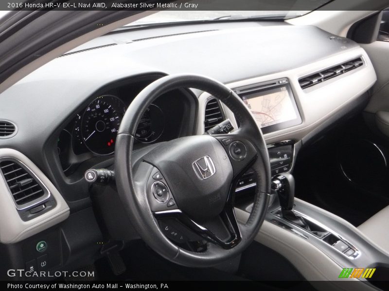 Alabaster Silver Metallic / Gray 2016 Honda HR-V EX-L Navi AWD