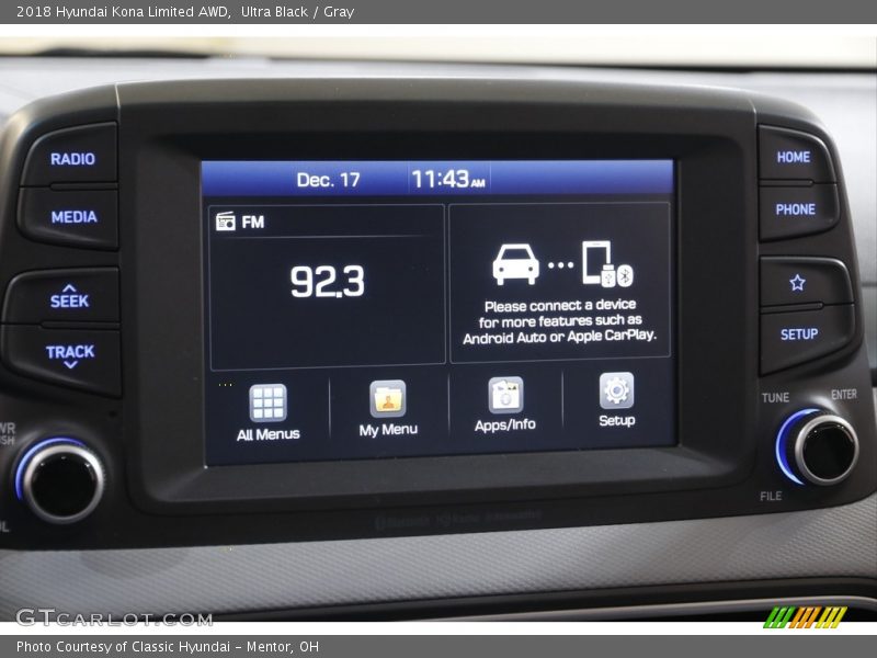 Ultra Black / Gray 2018 Hyundai Kona Limited AWD