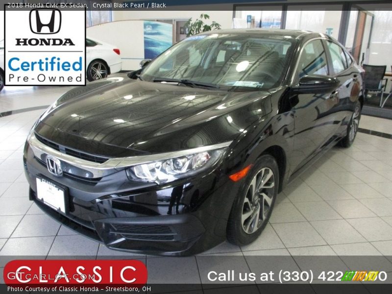 Crystal Black Pearl / Black 2018 Honda Civic EX Sedan