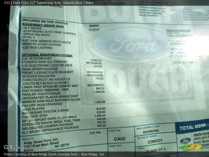 Velocity Blue / Black 2021 Ford F150 XLT SuperCrew 4x4