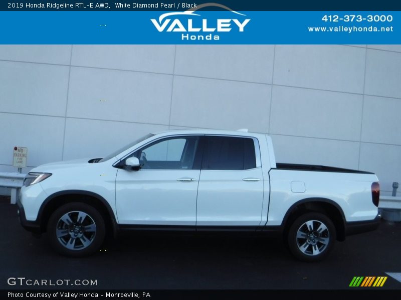 White Diamond Pearl / Black 2019 Honda Ridgeline RTL-E AWD