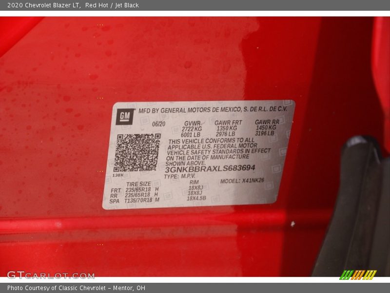 Red Hot / Jet Black 2020 Chevrolet Blazer LT