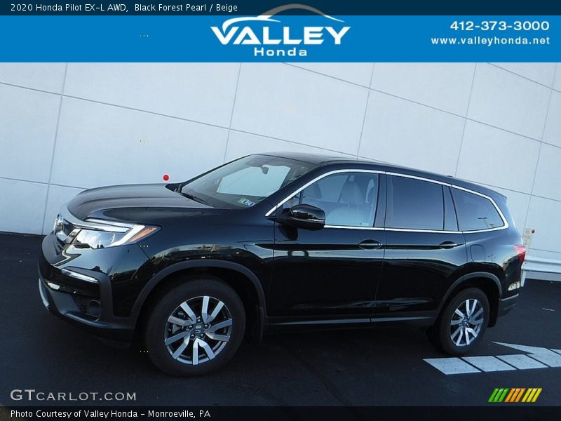Black Forest Pearl / Beige 2020 Honda Pilot EX-L AWD